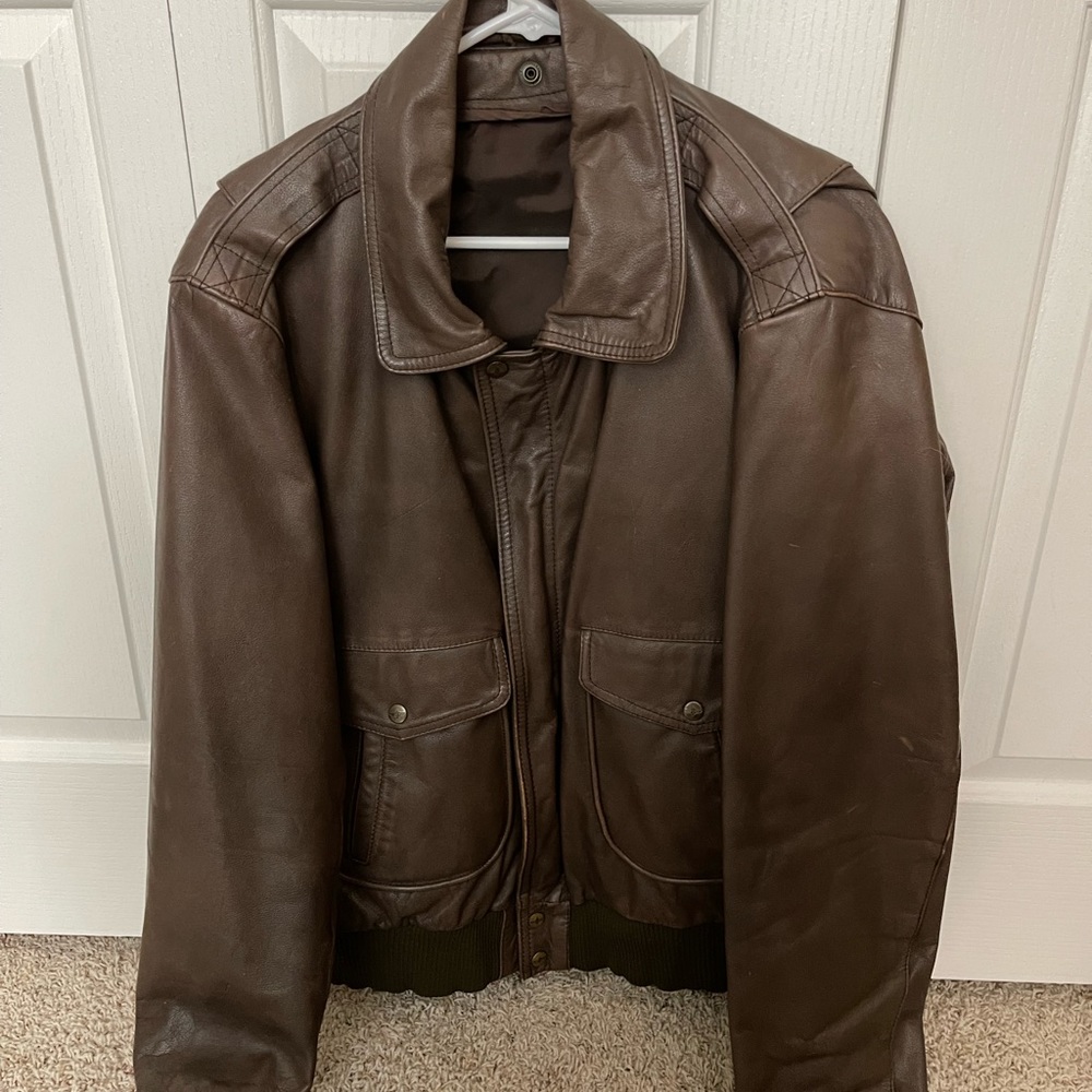 Custom ALL leather hand made, hand stitched, flight jacket.  Never worn.